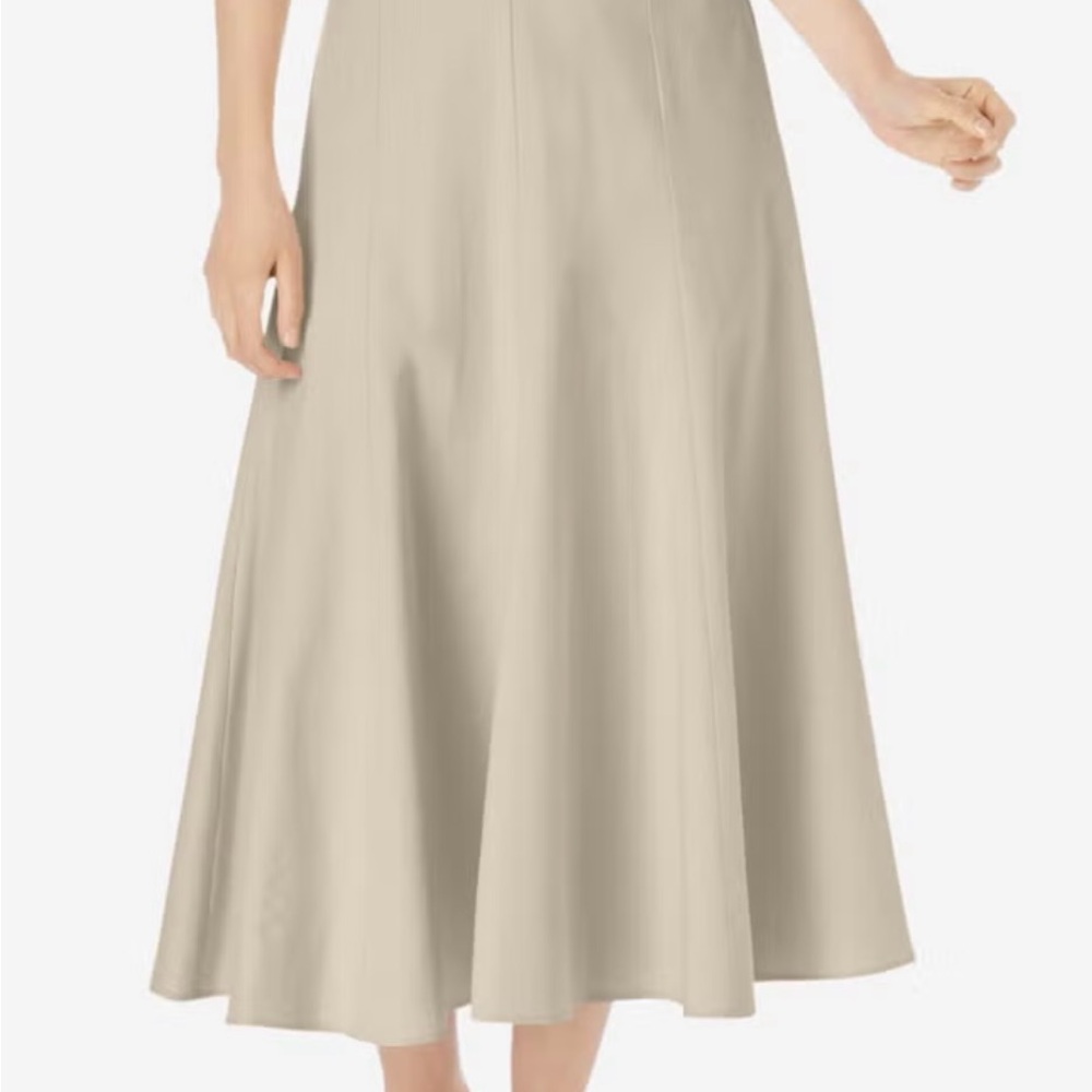 Plus size Linen Blend Midi skirt WITH POCKETS